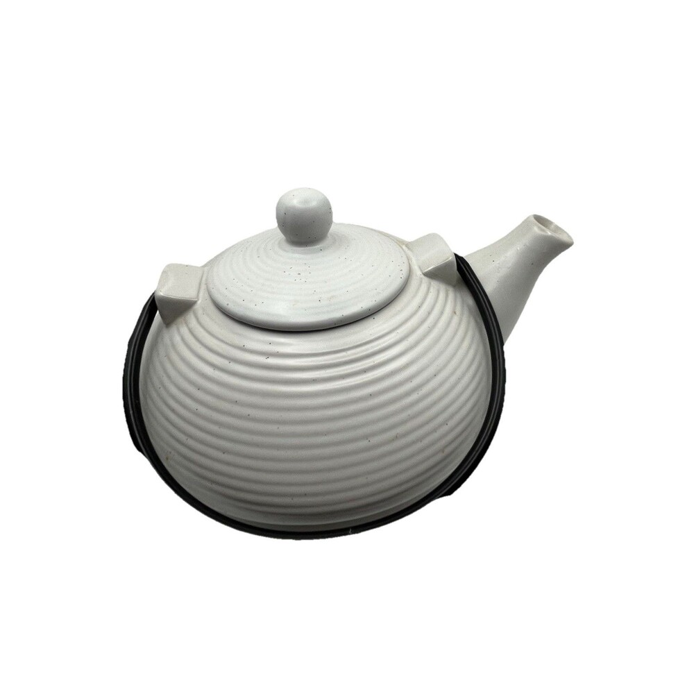 Teapot Design PAC Speckled Off-White - Modern Ribbed Stoneware